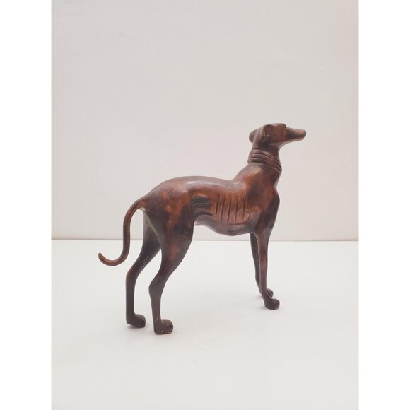 Vintage Bronze Cast Metal Greyhound Sculpture - GREYHOUND bronze elegant dog - Picture 5 of 10